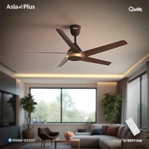 Qulik Alpha Edge 5B 53"- Decorative Energy Saving BLDC Remote Control Ceiling Fan (Dark Wood)